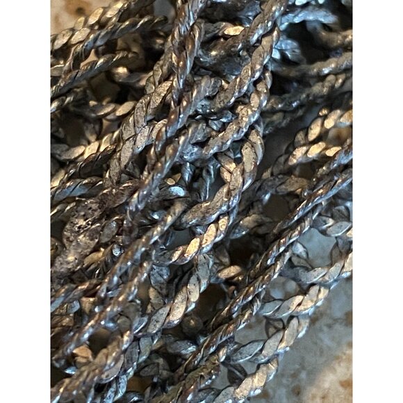 Silver Multi-Strand Twisted Rope Chain Necklace - Picture 4 of 4